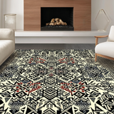 Ultra Soft Area Rug, Non Slip, Stain Resistant, Washable Area Rugs for Living Room, Bedroom, Vibrant Contrast Medallion Style(Black)