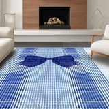 Ultra Soft Area Rug, Non Slip, Stain Resistant, Washable Area Rugs for Living Room, Bedroom, Stylish Blue Bow Decorative Rug for a Cute and Cozy Aesthetic(Blue)