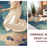 Ultra Soft Area Rug, Non Slip, Stain Resistant, Washable Area Rugs for Living Room, Bedroom, Marine Adventure Carpet With Graceful Turtles Amid Colorful Reef Design(Blue)