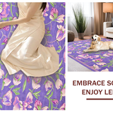 Ultra Soft Area Rug, Non Slip, Stain Resistant, Washable Area Rugs for Living Room, Bedroom, Pastel Spring Garden Motif Design(Purple)
