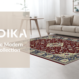 Ultra Soft Area Rug, Non Slip, Stain Resistant, Washable Area Rugs for Living Room, Bedroom, Timeless Vintage Ivory Patterned Rug(Red)