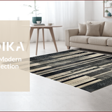Ultra Soft Area Rug, Non Slip, Stain Resistant, Washable Area Rugs for Living Room, Bedroom, Rustic Natural Tone Patterned Textile(Black)