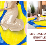 Ultra Soft Area Rug, Non Slip, Stain Resistant, Washable Area Rugs for Living Room, Bedroom, Chic Abstract Wave Motif(Yellow)