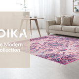 Ultra Soft Area Rug, Non Slip, Stain Resistant, Washable Area Rugs for Living Room, Bedroom, Rustic Multi-Hued Ogee Pattern(Pink)