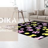 Ultra Soft Area Rug, Non Slip, Stain Resistant, Washable Area Rugs for Living Room, Bedroom, Joyful Fluffy Pup Design Aesthetic(Black)