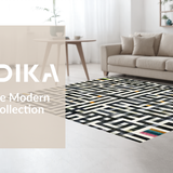 Ultra Soft Area Rug, Non Slip, Stain Resistant, Washable Area Rugs for Living Room, Bedroom, Stylish Black and White Patterned Area Rug, Chic Design for Any Space(Black)