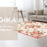Ultra Soft Area Rug, Non Slip, Stain Resistant, Washable Area Rugs for Living Room, Bedroom, Rustic Earthy Rose Pattern(Beige)