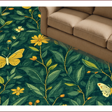 Ultra Soft Area Rug, Non Slip, Stain Resistant, Washable Area Rugs for Living Room, Bedroom, Whimsical Nature-Inspired Butterfly Motif(Green)