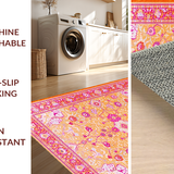 Ultra Soft Area Rug, Non Slip, Stain Resistant, Washable Area Rugs for Living Room, Bedroom, Chic Warm Toned Flower Pattern(Yellow)