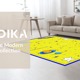 Ultra Soft Area Rug, Non Slip, Stain Resistant, Washable Area Rugs for Living Room, Bedroom, Planetary Cheerful Educational Concept(Yellow)