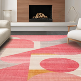 Ultra Soft Area Rug, Non Slip, Stain Resistant, Washable Area Rugs for Living Room, Bedroom, Ribbon-Shaped Rug with Chic Uno Reverse Symbol in Soft Pink Hues(Pink)