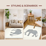 Ultra Soft Area Rug, Non Slip, Stain Resistant, Washable Area Rugs for Living Room, Bedroom, Luxurious Neutral Tones with Animal Elements(Beige)