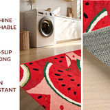 Ultra Soft Area Rug, Non Slip, Stain Resistant, Washable Area Rugs for Living Room, Bedroom, Vibrant Tropical Fruit Illustration(Red)
