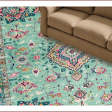 Ultra Soft Area Rug, Non Slip, Stain Resistant, Washable Area Rugs for Living Room, Bedroom, Cozy Earthy Medallion Design(Green)