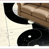 Ultra Soft Area Rug, Non Slip, Stain Resistant, Washable Area Rugs for Living Room, Bedroom, Zen Inspired Circular Artistry(Black)
