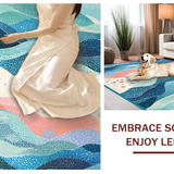 Ultra Soft Area Rug, Non Slip, Stain Resistant, Washable Area Rugs for Living Room, Bedroom, Beach Breeze Area Rug Featuring Playful Fish Silhouettes with Rippled Water Art(Blue)