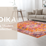 Ultra Soft Area Rug, Non Slip, Stain Resistant, Washable Area Rugs for Living Room, Bedroom, Artful Distressed Vintage Texture(Orange)