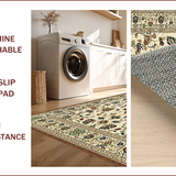 Ultra Soft Area Rug, Non Slip, Stain Resistant, Washable Area Rugs for Living Room, Bedroom, Lush Green Floral Tapestry(Beige)