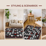 Ultra Soft Area Rug, Non Slip, Stain Resistant, Washable Area Rugs for Living Room, Bedroom, Artistic Symmetrical Dice Arrangement(Black)