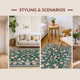 Ultra Soft Area Rug, Non Slip, Stain Resistant, Washable Area Rugs for Living Room, Bedroom, Lush Green Garden Inspired Layers(Green)
