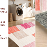 Ultra Soft Area Rug, Non Slip, Stain Resistant, Washable Area Rugs for Living Room, Bedroom, Chic Minimalist White and Pink(White)
