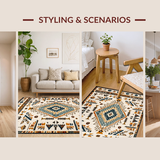 Ultra Soft Area Rug, Non Slip, Stain Resistant, Washable Area Rugs for Living Room, Bedroom, Luxurious Classic Distressed Elements(Beige)