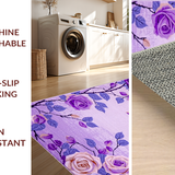 Ultra Soft Area Rug, Non Slip, Stain Resistant, Washable Area Rugs for Living Room, Bedroom, Charming Plush Floral Design(Purple)