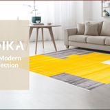 Ultra Soft Area Rug, Non Slip, Stain Resistant, Washable Area Rugs for Living Room, Bedroom, Vibrant Modern Geometric Composition(Yellow)
