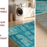Ultra Soft Area Rug, Non Slip, Stain Resistant, Washable Area Rugs for Living Room, Bedroom, Teal Abstract Area Rug, Non-Slip(Blue)