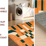 Ultra Soft Area Rug, Non Slip, Stain Resistant, Washable Area Rugs for Living Room, Bedroom, Chic Whimsical Tiled Artistry(Orange)