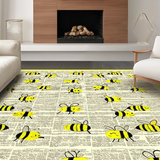 Ultra Soft Area Rug, Non Slip, Stain Resistant, Washable Area Rugs for Living Room, Bedroom, Nostalgic Beige Newspaper Print(Black)