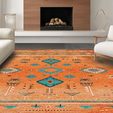Ultra Soft Area Rug, Non Slip, Stain Resistant, Washable Area Rugs for Living Room, Bedroom, Radiant Earth Tones Abstract Design(Orange)