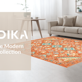 Ultra Soft Area Rug, Non Slip, Stain Resistant, Washable Area Rugs for Living Room, Bedroom, Stylish Distressed Floral Aesthetic(Orange)