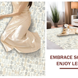 Ultra Soft Area Rug, Non Slip, Stain Resistant, Washable Area Rugs for Living Room, Bedroom, Sleek White Cozy Design Element(Beige)