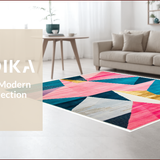 Ultra Soft Area Rug, Non Slip, Stain Resistant, Washable Area Rugs for Living Room, Bedroom, Abstract Geo Pattern(Red)