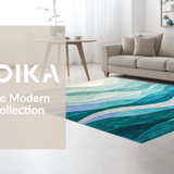 Chic Aqua Hued Textural Waves(Blue)