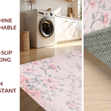 Ultra Soft Area Rug, Non Slip, Stain Resistant, Washable Area Rugs for Living Room, Bedroom, Artistic Flower Print Circular Statement(Pink)