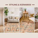 Ultra Soft Area Rug, Non Slip, Stain Resistant, Washable Area Rugs for Living Room, Bedroom, Chic Vintage Diamond Layout(Brown)