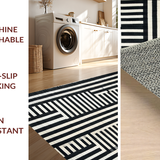 Ultra Soft Area Rug, Non Slip, Stain Resistant, Washable Area Rugs for Living Room, Bedroom, Trendy Striped Indoor Outdoor Doormat Rug for Modern Farmhouse Aesthetics(Black)