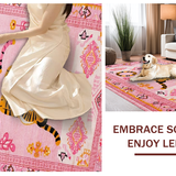 Ultra Soft Area Rug, Non Slip, Stain Resistant, Washable Area Rugs for Living Room, Bedroom, Quirky Vintage Animal Motif(Pink)