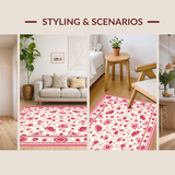 Ultra Soft Area Rug, Non Slip, Stain Resistant, Washable Area Rugs for Living Room, Bedroom, Vibrant Tropical Bloom Design(White)