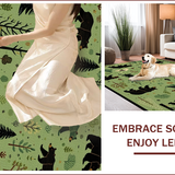Ultra Soft Area Rug, Non Slip, Stain Resistant, Washable Area Rugs for Living Room, Bedroom, Charming Bear and Moose Designs(Green)