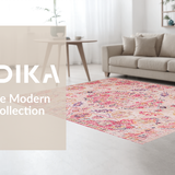 Ultra Soft Area Rug, Non Slip, Stain Resistant, Washable Area Rugs for Living Room, Bedroom, Rustic Textured Damask Style(Pink)
