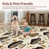 Ultra Soft Area Rug, Non Slip, Stain Resistant, Washable Area Rugs for Living Room, Bedroom, Vintage Boho Mushroom(Beige)