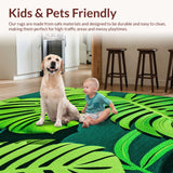 Ultra Soft Area Rug, Non Slip, Stain Resistant, Washable Area Rugs for Living Room, Bedroom, Monstera Leaf Plush(Green)