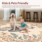 Ultra Soft Area Rug, Non Slip, Stain Resistant, Washable Area Rugs for Living Room, Bedroom, Soft Modern Butterfly Nursery Rug(Beige)