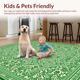 Ultra Soft Area Rug, Non Slip, Stain Resistant, Washable Area Rugs for Living Room, Bedroom, Vintage Farmhouse Washable(Green)