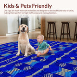 Ultra Soft Area Rug, Non Slip, Stain Resistant, Washable Area Rugs for Living Room, Bedroom, Modern Geometric Deep Royal Office Rug(Blue)