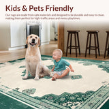 Ultra Soft Area Rug, Non Slip, Stain Resistant, Washable Area Rugs for Living Room, Bedroom, Oriental Distressed Floral(Green)