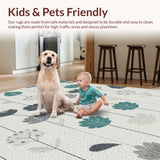 Ultra Soft Area Rug, Non Slip, Stain Resistant, Washable Area Rugs for Living Room, Bedroom, Modern Floral Living Room Rug(Gray)